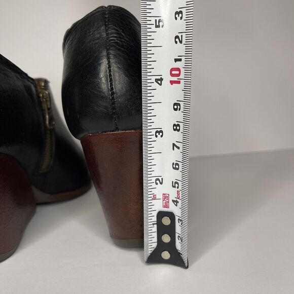 Kork-Ease Holmes Women Sz 8 Black Leather Zip Wedge Ankle Booties Shoes Comfort - Picture 6 of 9